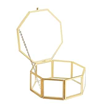 Amazon.com: Sanllusit Glass Vintage Jewelry Box, Octagon